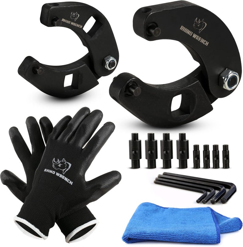 Eleon Rhino Gland Nut Wrench - Set of 2 Hydraulic Cylinder Spanner Wrench Adjustable - Spanner Wrench Set Includes Gloves, Microfiber Towel, Pins & Allen Wrenches, Suitable for Farm & Construction Equipment - Image 1